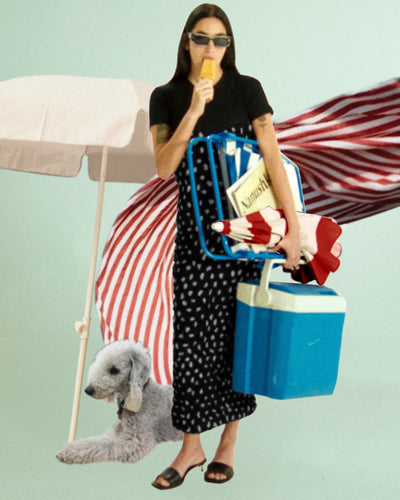 Haylen - Seersucker Tech Chiffon Midi Dress - Polka