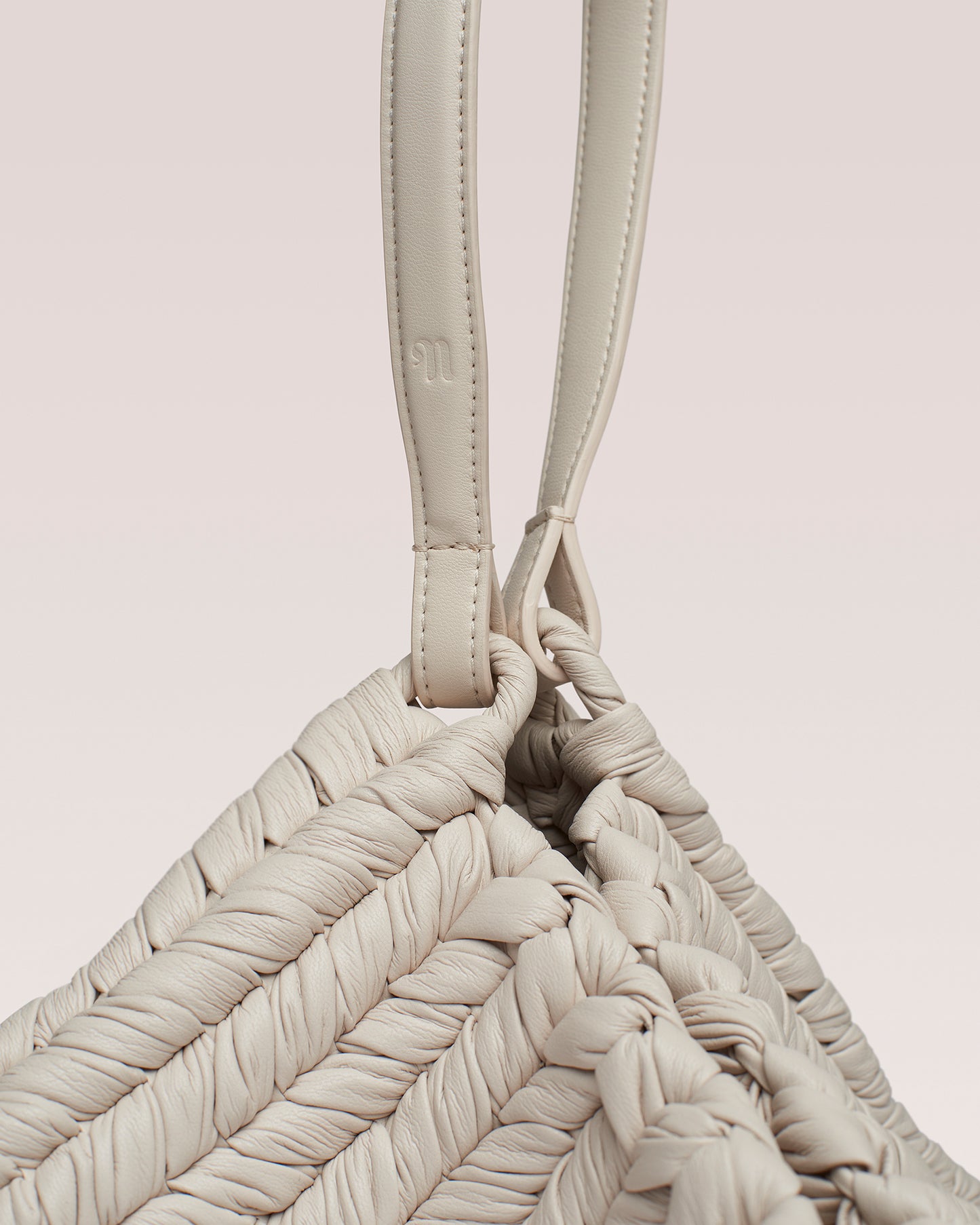 The Square Bag - Knitted Leather Tote Bag - White