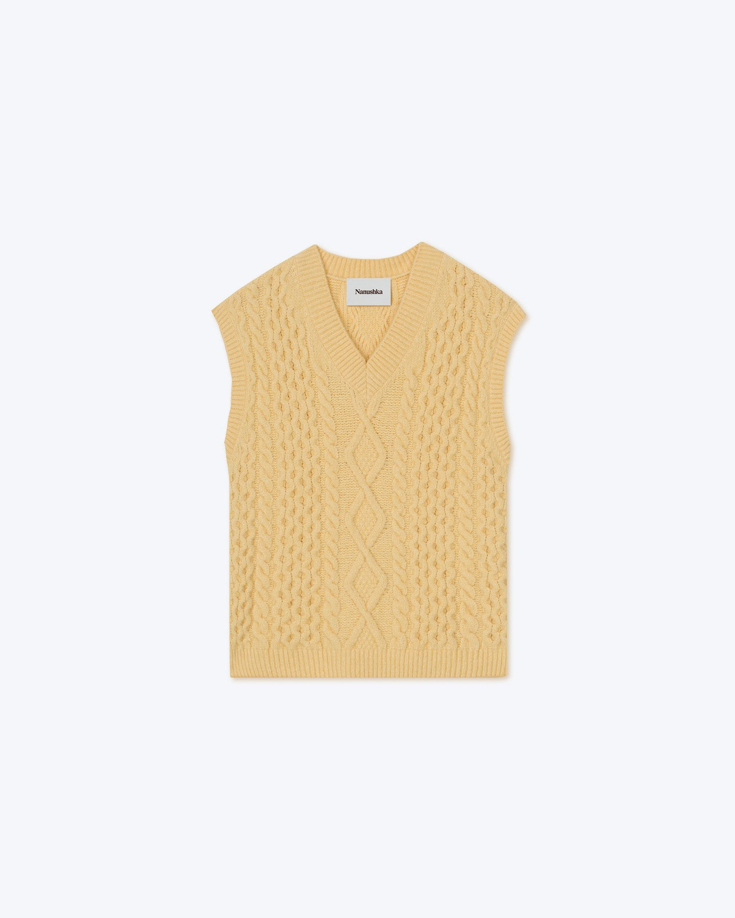 Doan - Sale Cable Knit Vest - Pale Yellow