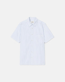 Adam - Striped Cotton Shirt - White Blue