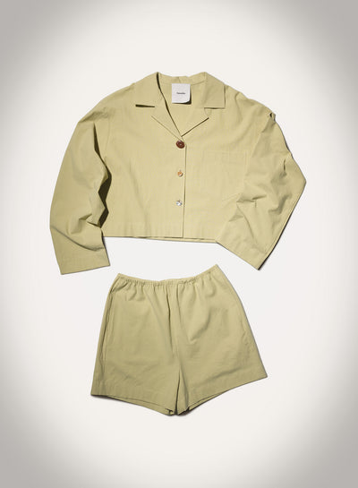 Vally - Washed Calico Shirt - Sage