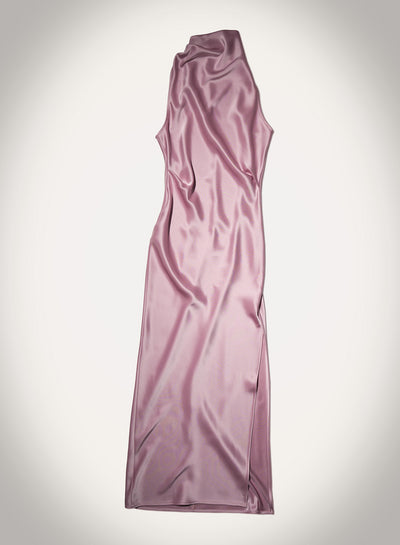 Peregrine - Cowl-Neck Satin Midi Dress - Dusty Pink