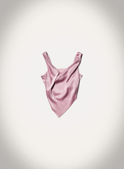 Petra - Sleeveless Draped Slip Satin Top - Dusty Pink