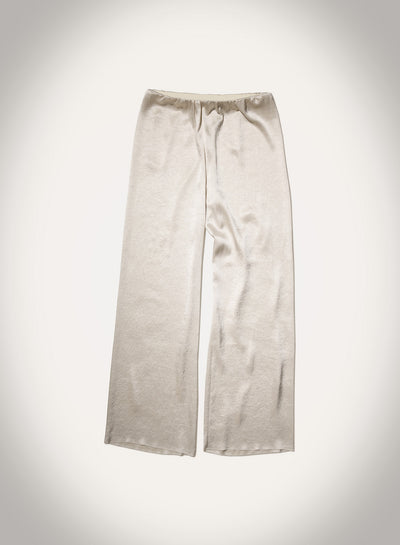 Brenda - Washed Satin Pants - Ecru