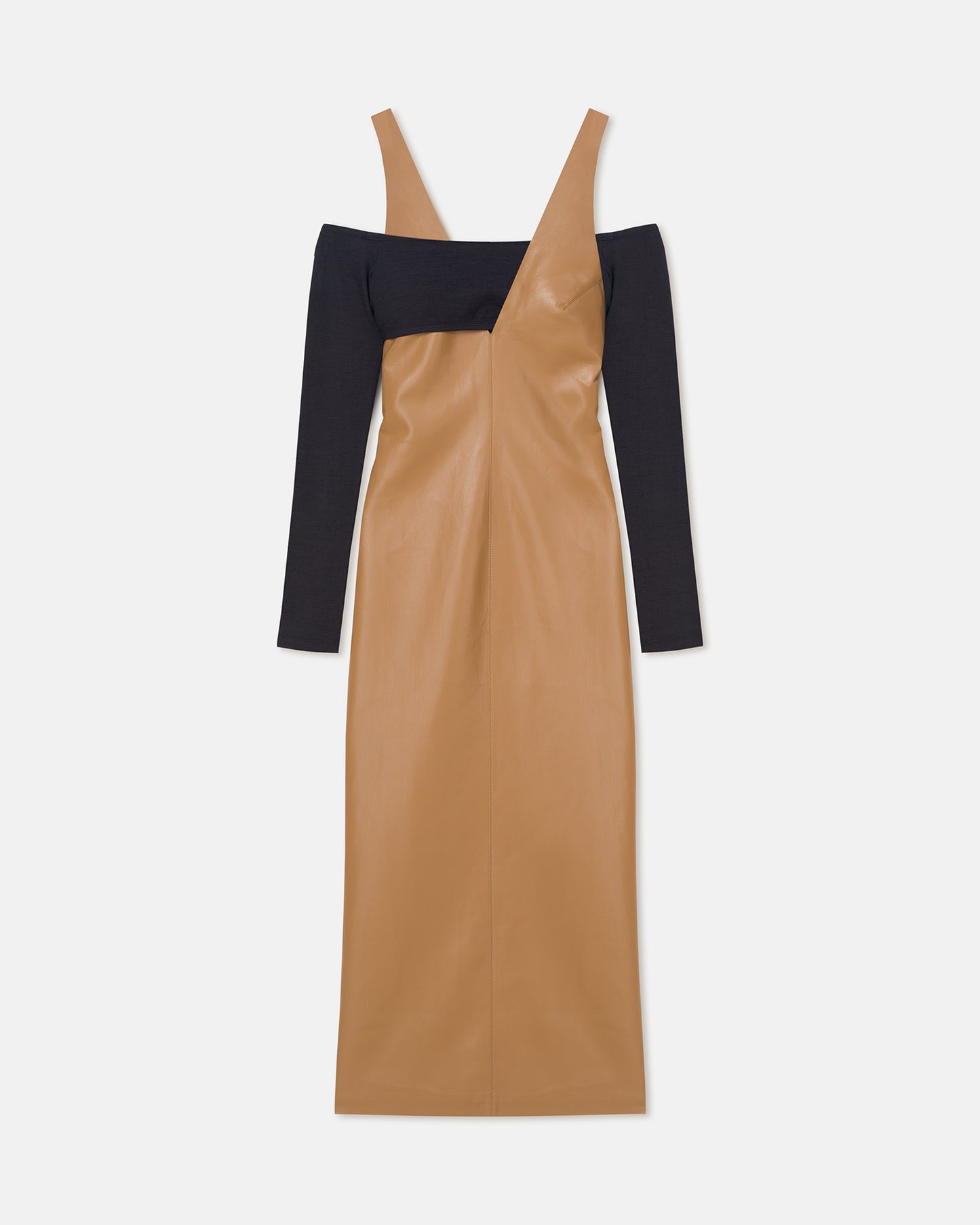 Ferriti - Okobor™ Alt-Leather Midi Dress - Oak/Grey