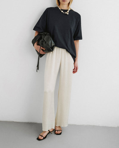Brenda - Washed Satin Pants - Ecru