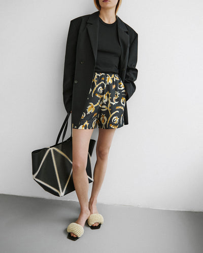 Dylla - Printed Tailored Silk Twill Shorts - Black Floral