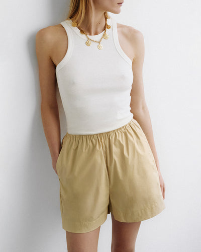 Dylla - Tailored Light Poplin Shorts - Beige