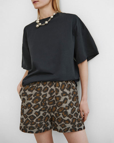Dylla - Printed Tailored Cotton Voile Shorts - Crayon Ocelot