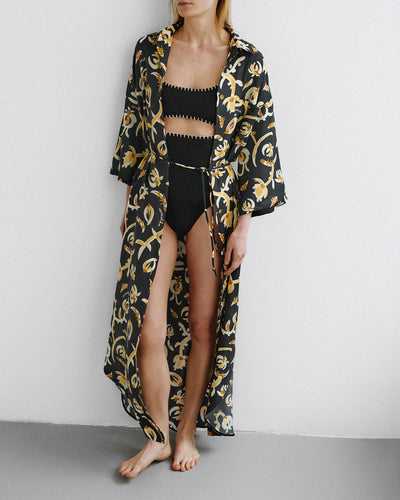 Damala - Printed Silk Twill Shirt Dress - Black Floral