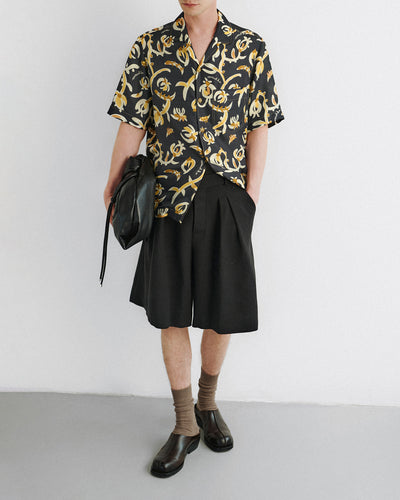 Bodil - Printed Silk Twill Shirt - Black Floral