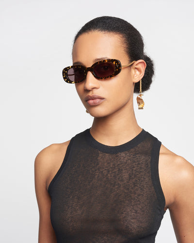 Aliza Charm - Bio-Plastic Oval Sunglasses - Leopard