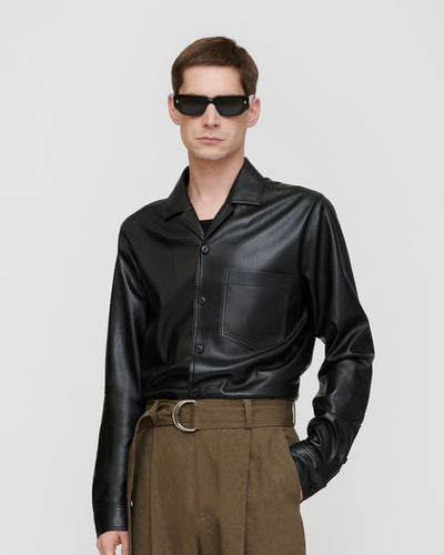 Duco - Okobor™ Alt-Leather Long Sleeve Shirt - Black