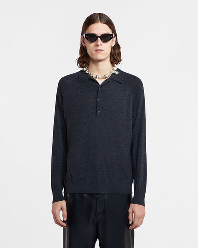 Plato - Merino Wool Polo Shirt - Charcoal