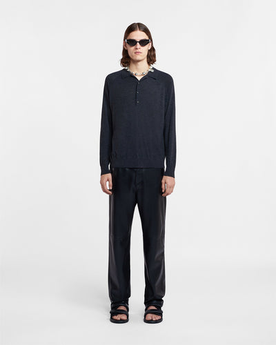 Plato - Merino Wool Polo Shirt - Charcoal