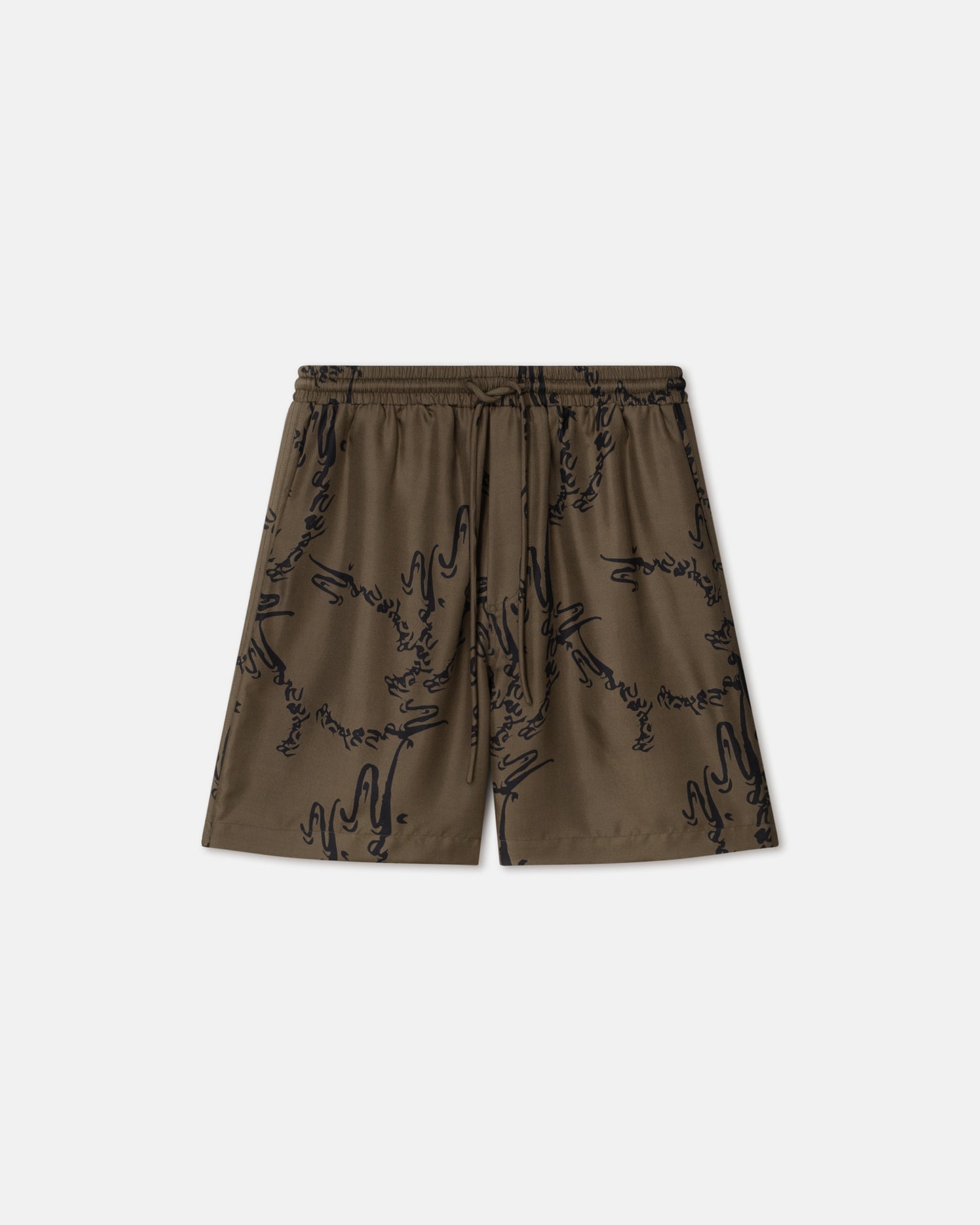 Doxxi - Printed Silk-Twill Shorts - Calligraphy Khaki