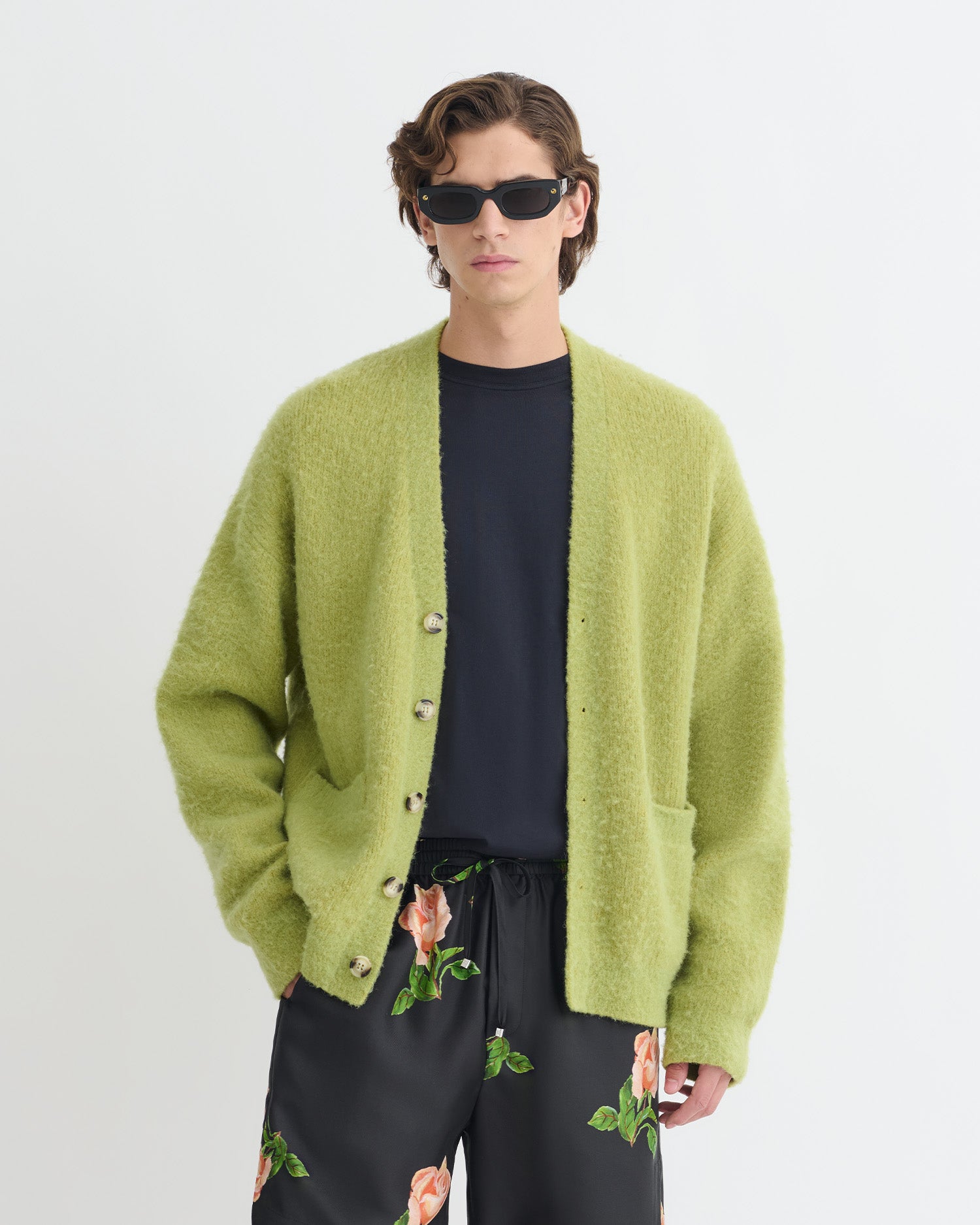 Henri - Brushed alpaca cardigan - Green – Nanushka
