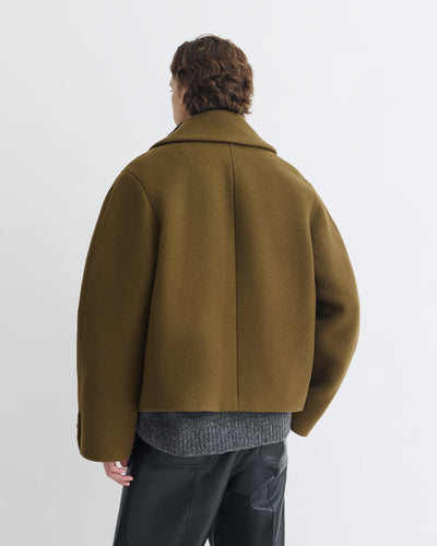 Hiroto - Cropped Felted Wool Peacoat - Wood