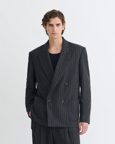 Anselm - Double-Breasted Wool Blazer - Black/Grey