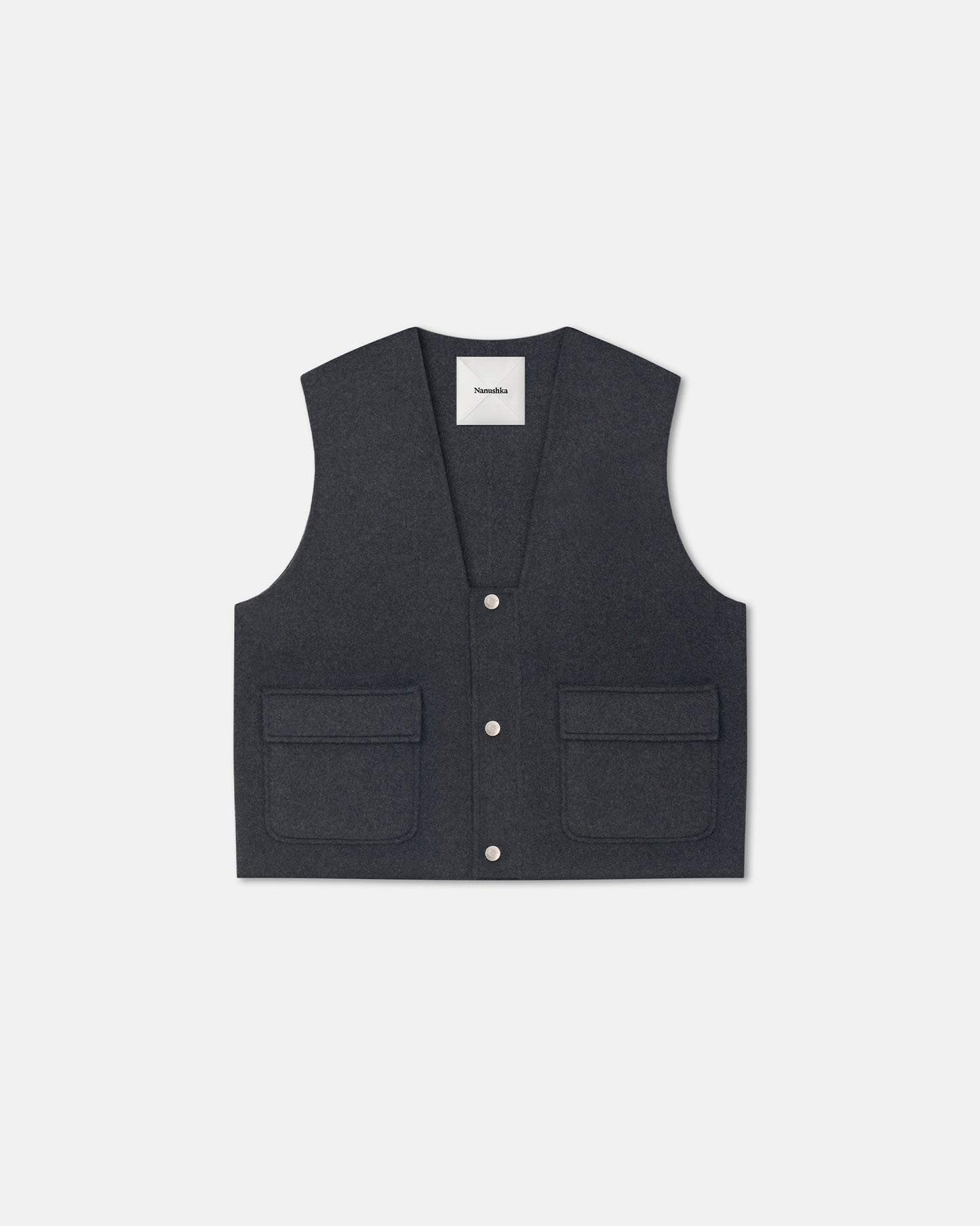 Mykel - Cropped Double Wool Vest - Grey Melange