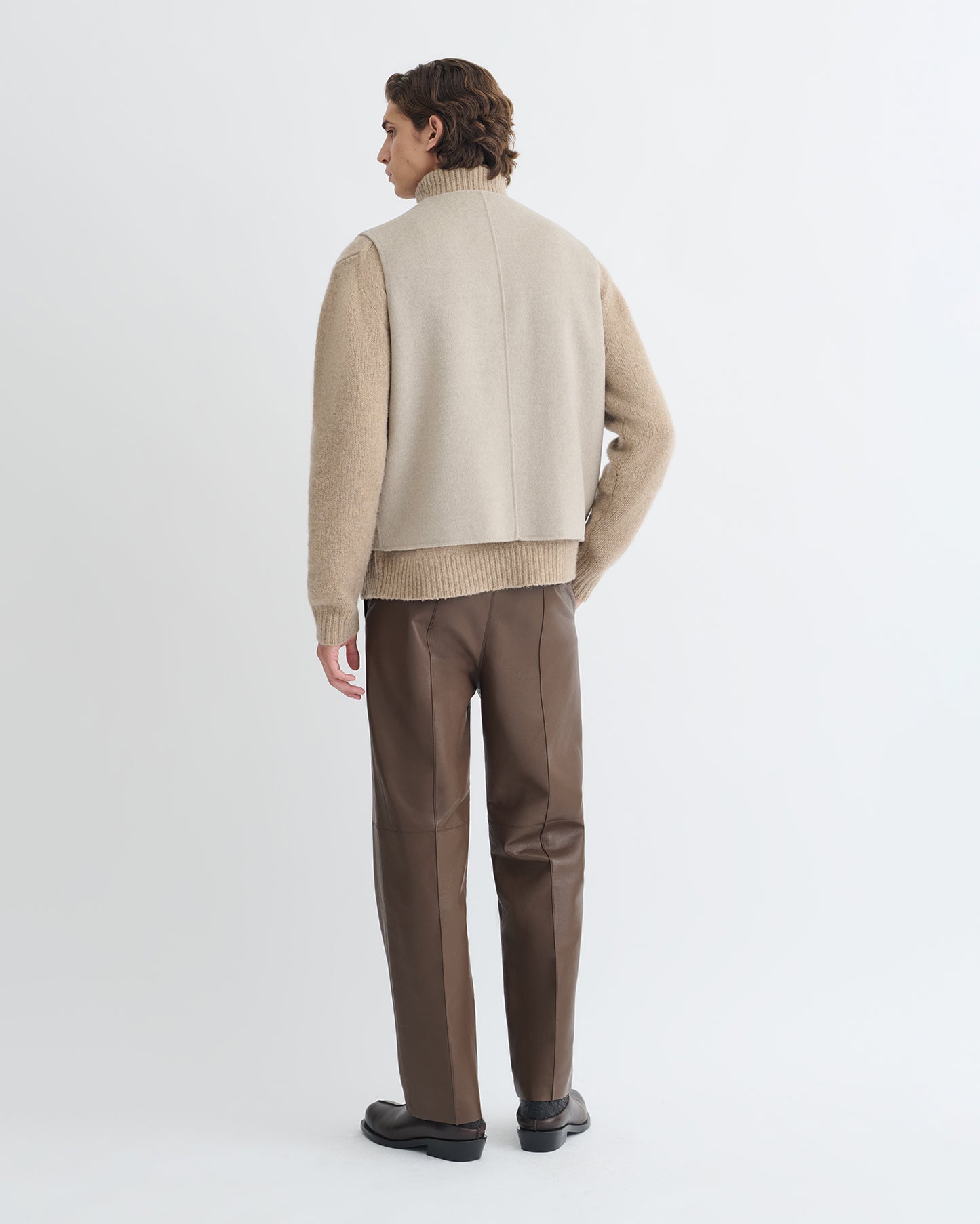 Mykel - Cropped Double Wool Vest - Stone