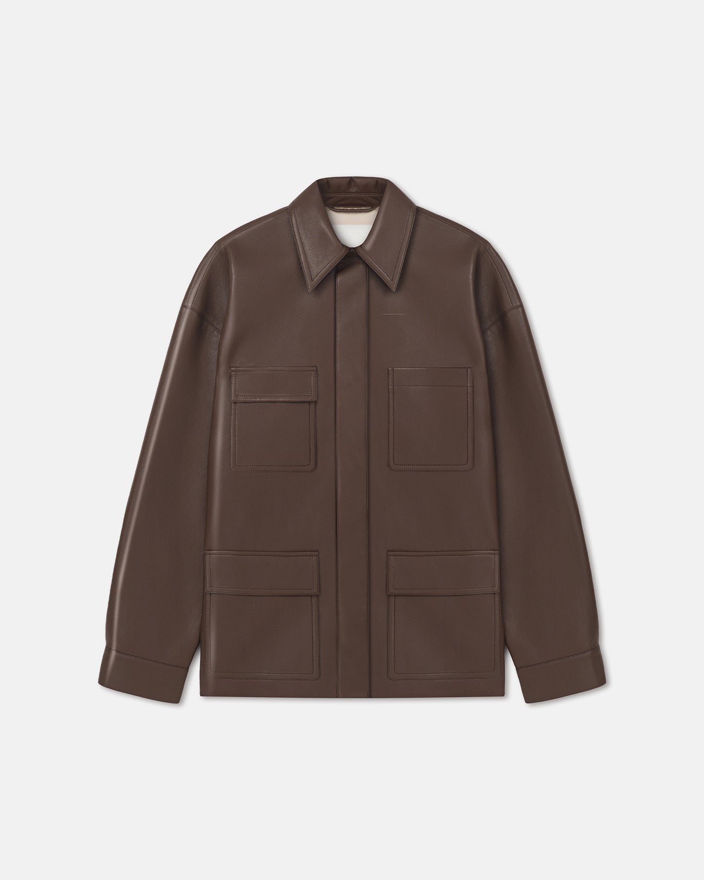 Chasin - Regenerated Leather Shirt Jacket - Chocolate