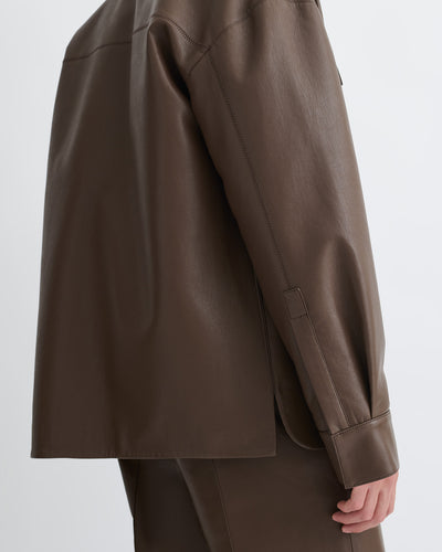 Chasin - Regenerated Leather Shirt Jacket - Chocolate
