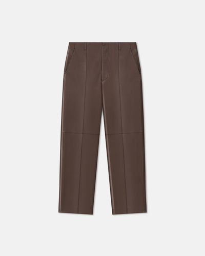 Stellan - Regenerated Leather Straight-Leg Pants - Chocolate