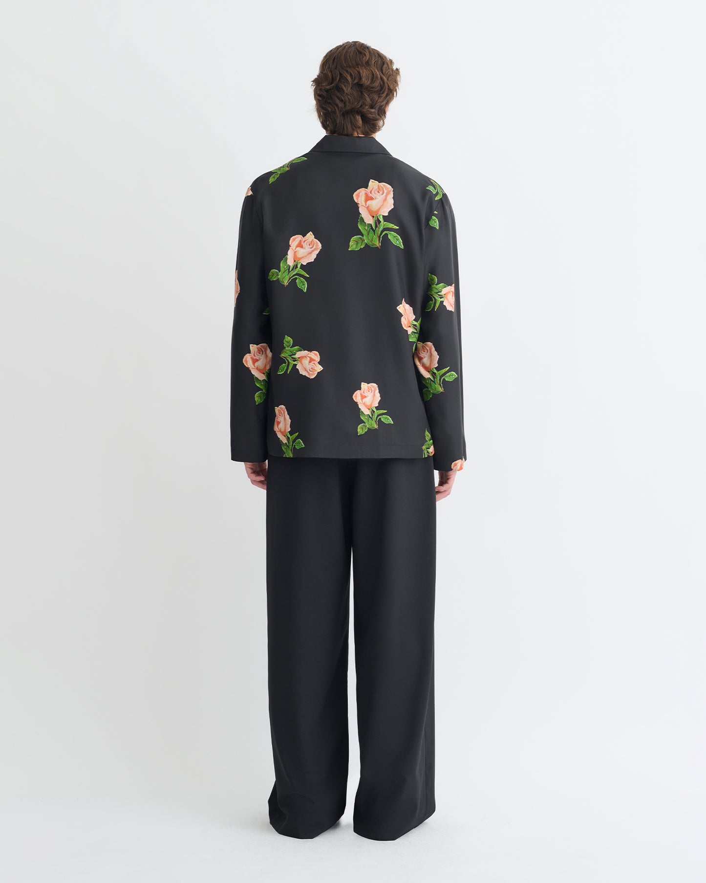 Jamar - Printed Silk Twill Shirt - Black/Roses