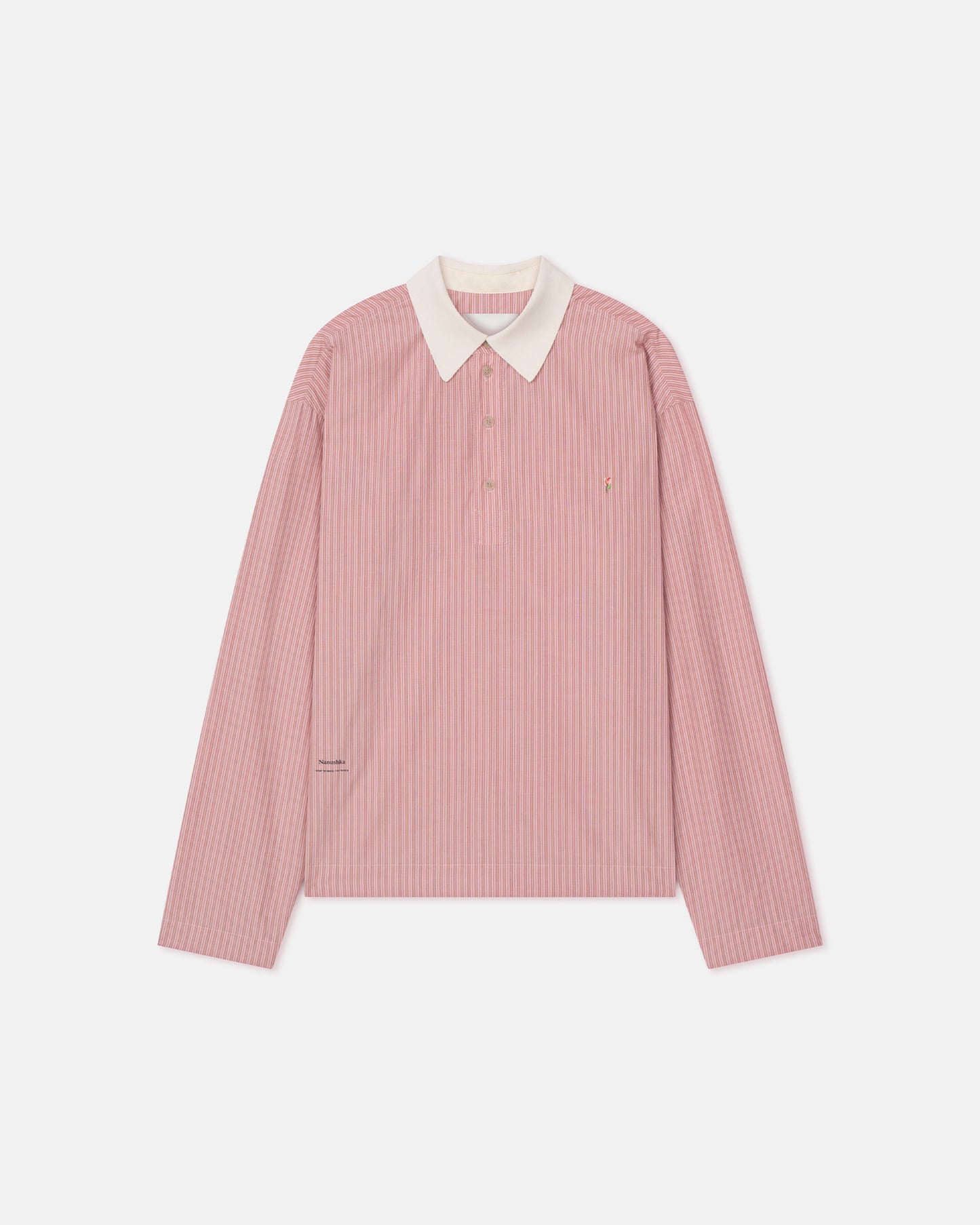 Taron - Striped Polo Neck Top - Pink