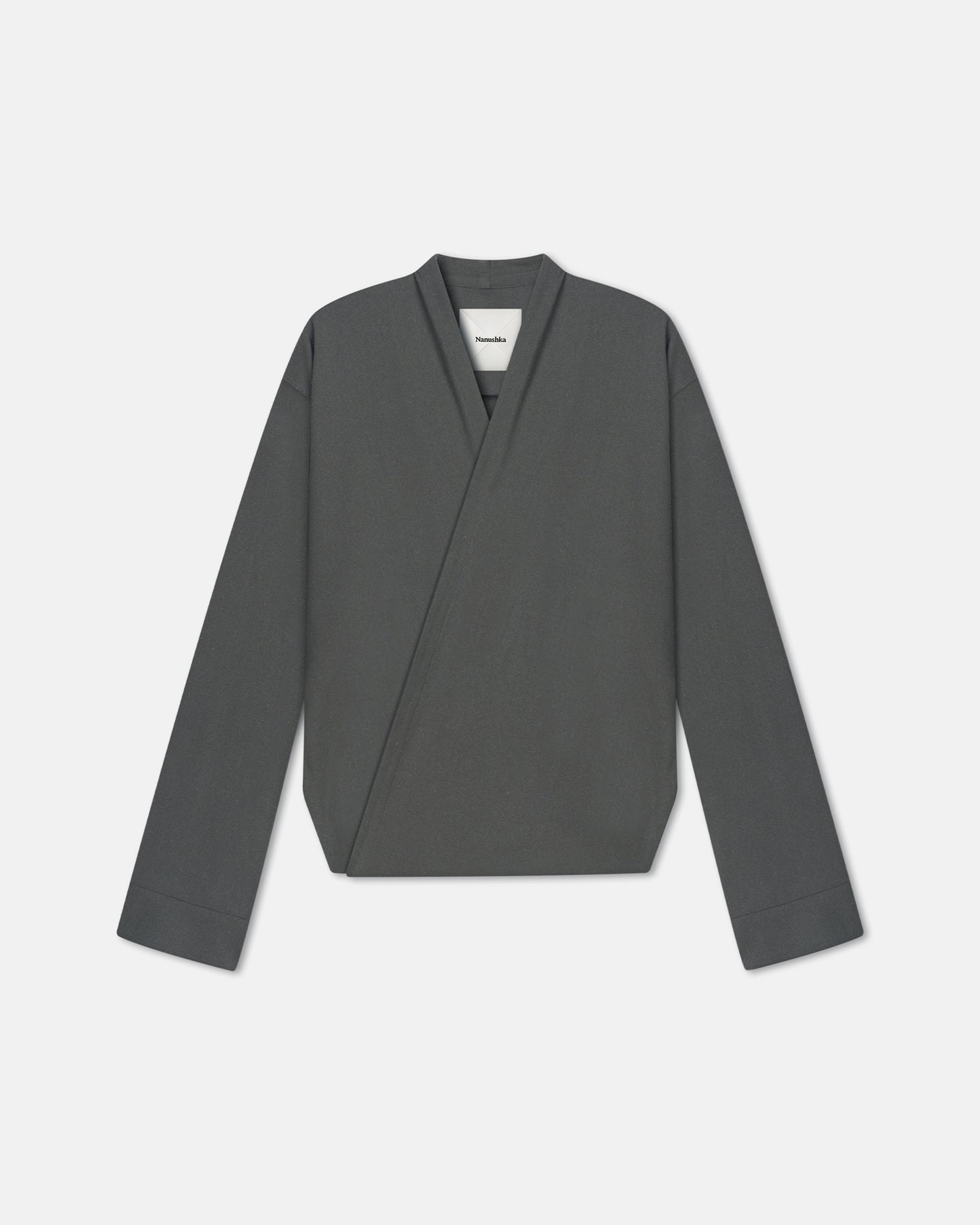 Yorick - Raw Silk Wrap Shirt - Dark Grey