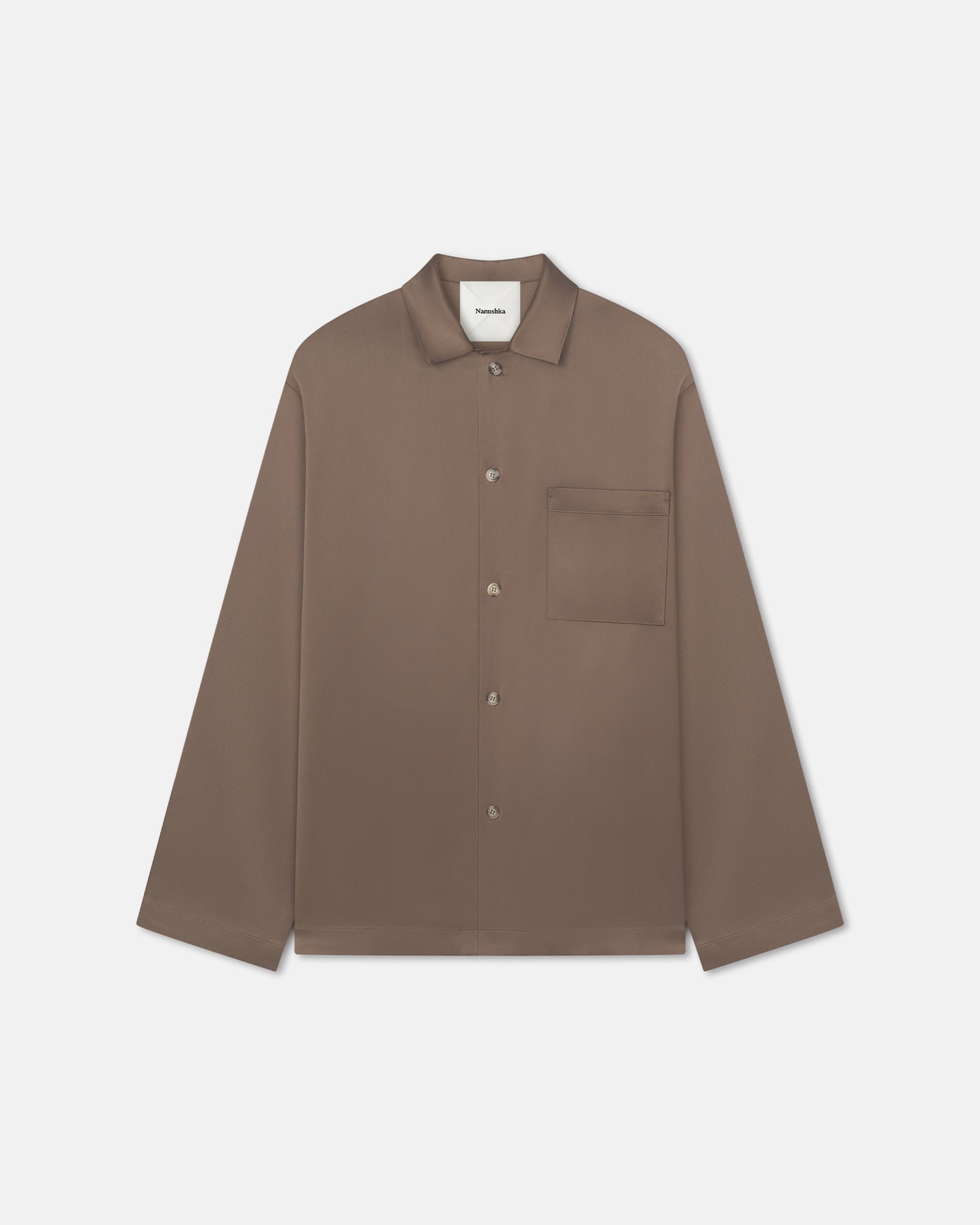 Jelmer - Slip Satin Shirt - Coffee Bean