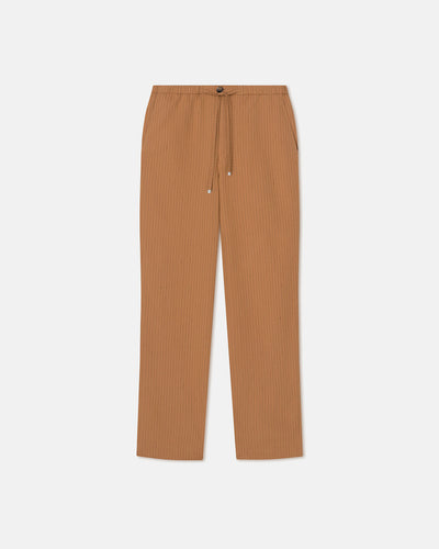 Demis - Striped Slub Wide-Leg Pants - Caramel Stripe