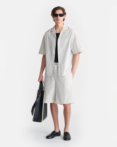 Maxton - Striped Crochet Shirt - Creme