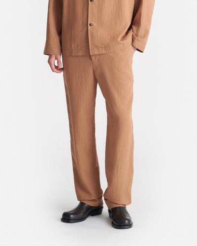 Demis - Striped Slub Wide-Leg Pants - Caramel Stripe