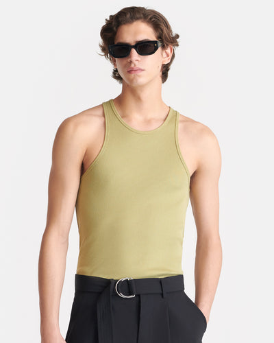 Aleksy - Ribbed Jersey Tank Top - Olive Green