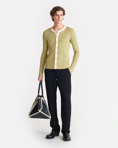 Borys - Ribbed Jersey Top - Olive Green