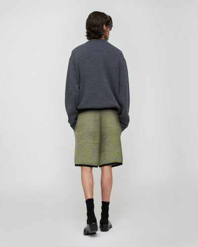 Doxxi - Cotton Linen Stripe Shorts - Acid Creme/Black