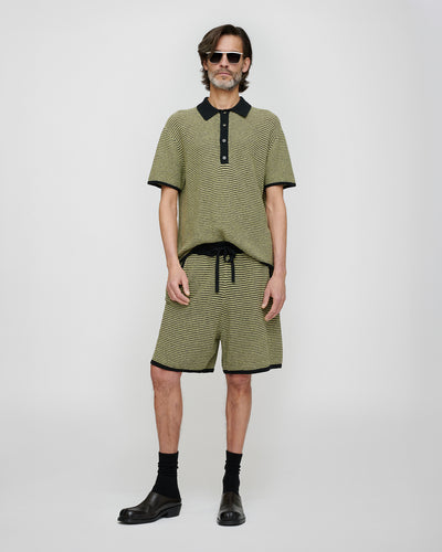 Enzo - Cotton Linen Stripe Shirt - Acid Creme/Black