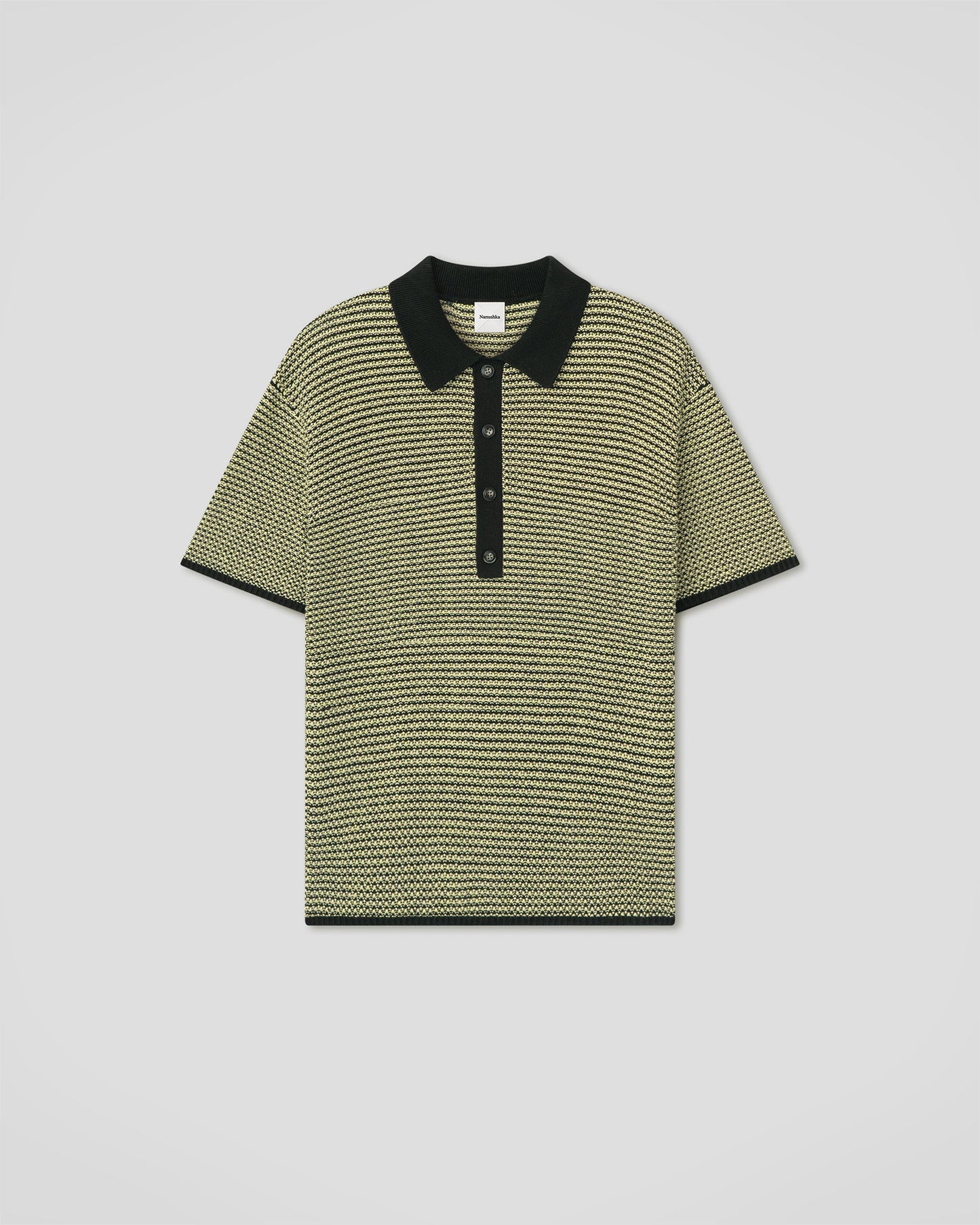 Enzo - Cotton Linen Stripe Shirt - Acid Creme/Black