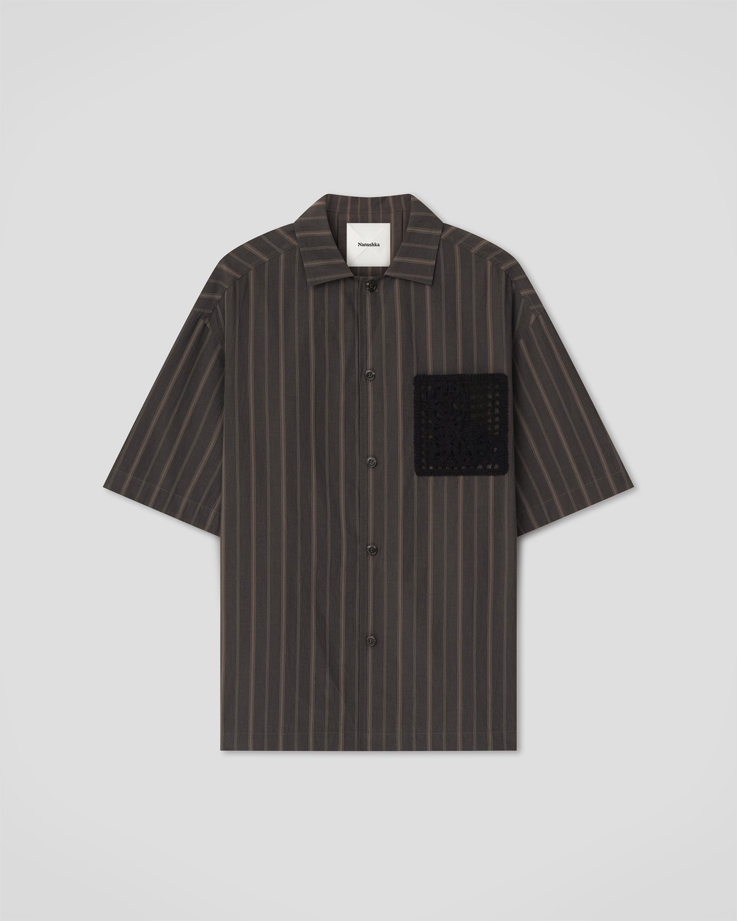 Maxton - Stripe Shirting/Crochet Shirt - Washed Black/Black