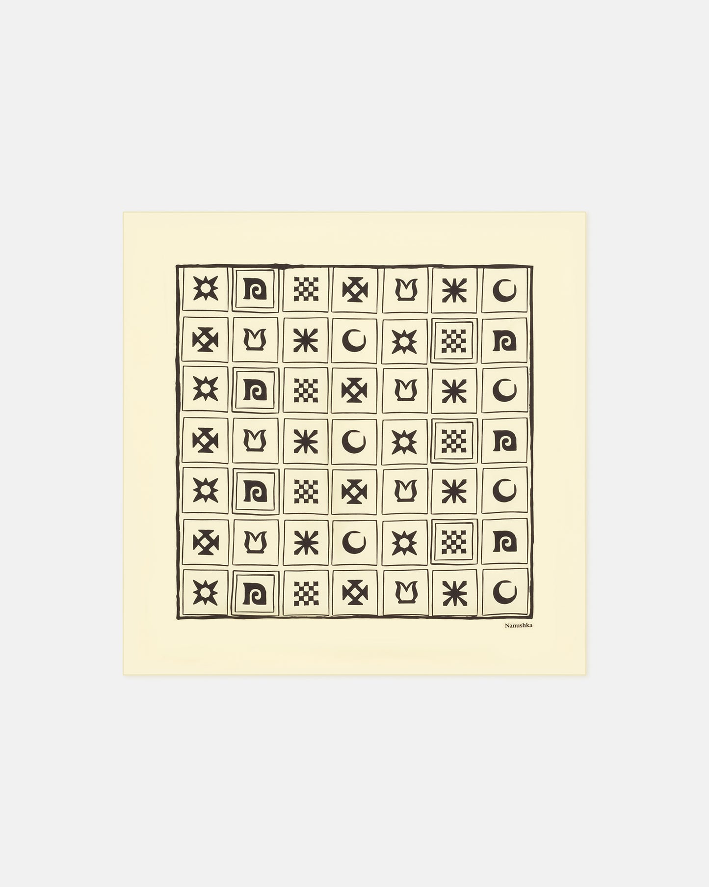 Shoul - Printed Silk Scarf - Moonbeam-Brown Kopjafa