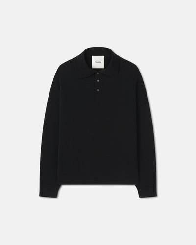 Elieke - Plush Cashmere Polo-Neck Sweater - Black