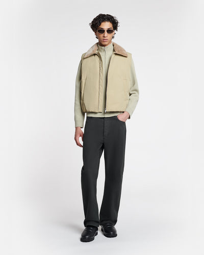 Mexim - Faux Fur and Tech Nylon Vest - Sage/ Beige