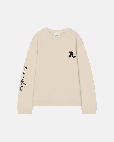 Remy - Fleece Sweatshirt - Creme-Black Dragon Embroidery