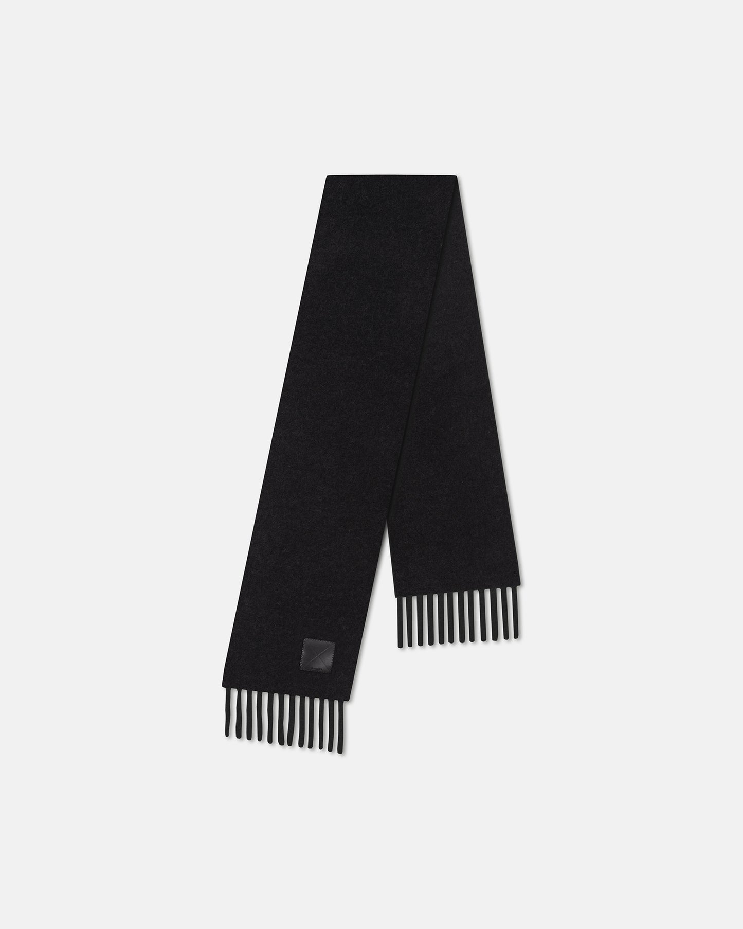 Fluff - Narrow Fringe Scarf - Black