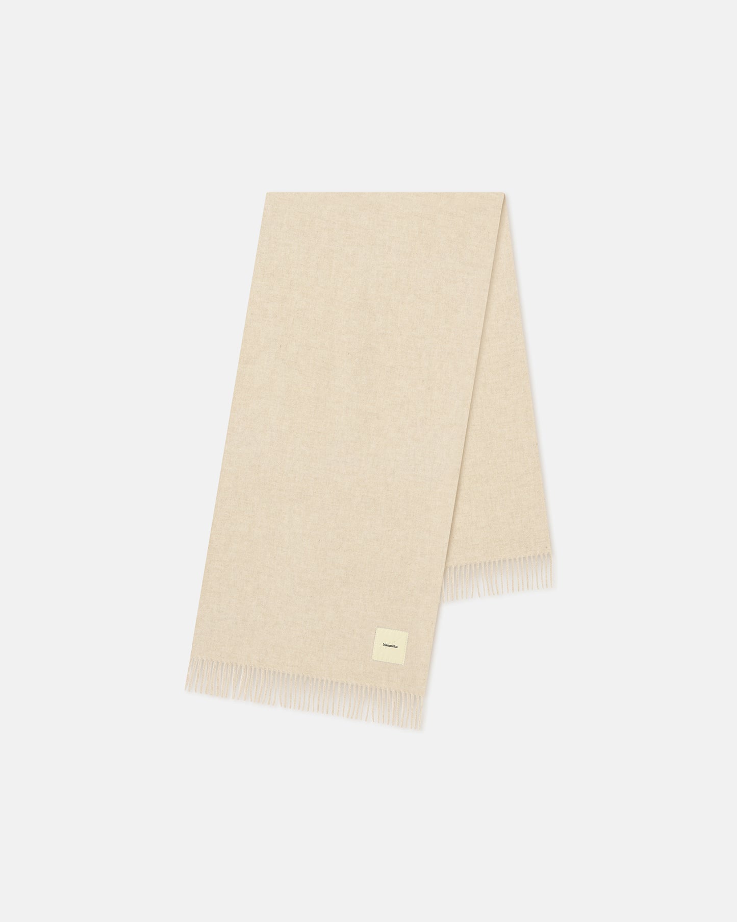 Keaton - Wide Blanket Fringe Scarf - Light Beige