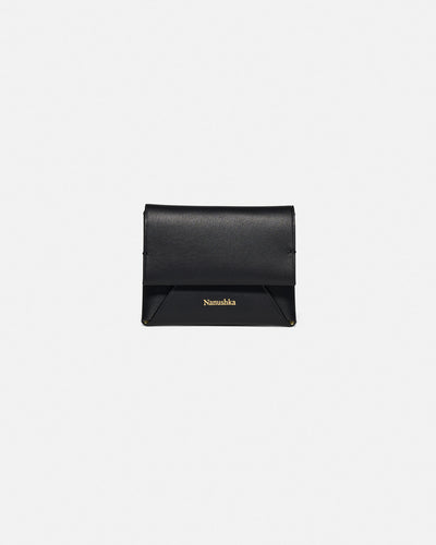Folded - Leather Cardholder - Black/Moonbeam