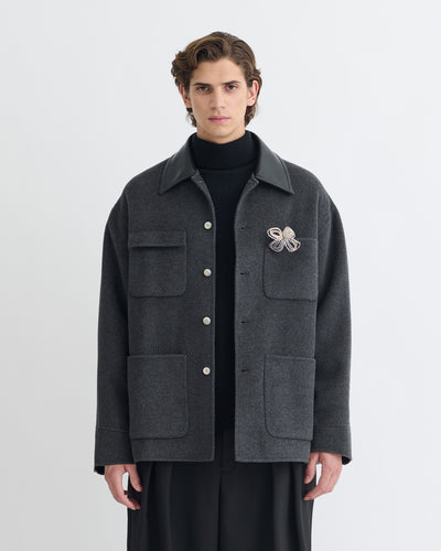 Camilo - Double Wool Jacket - Grey Melange