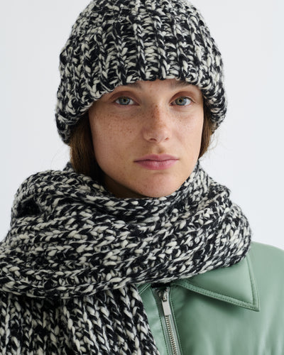 Lance - Mouline Slub Wool Scarf - Black/White